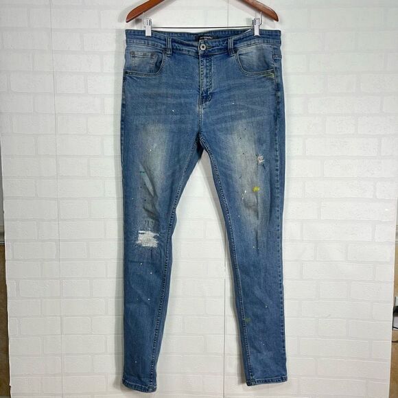 Serenade men’s Jeans size 36 skinny jeans paint splatter - Picture 1 of 16